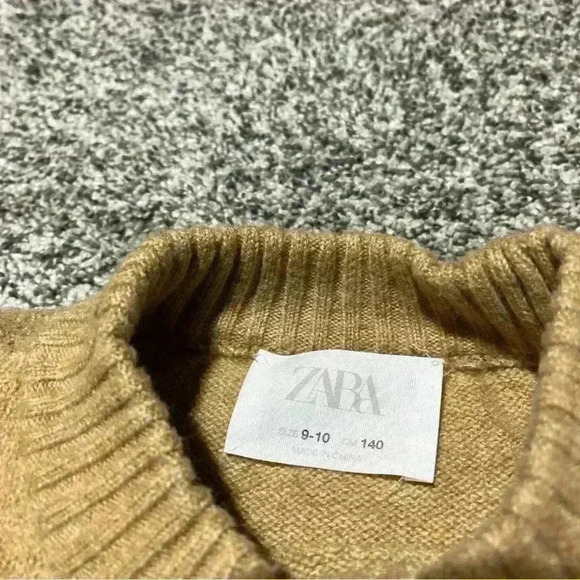 Zara Girls Mock Turtle Neck Sweater Size 9-10 Beige - Picture 5 of 9
